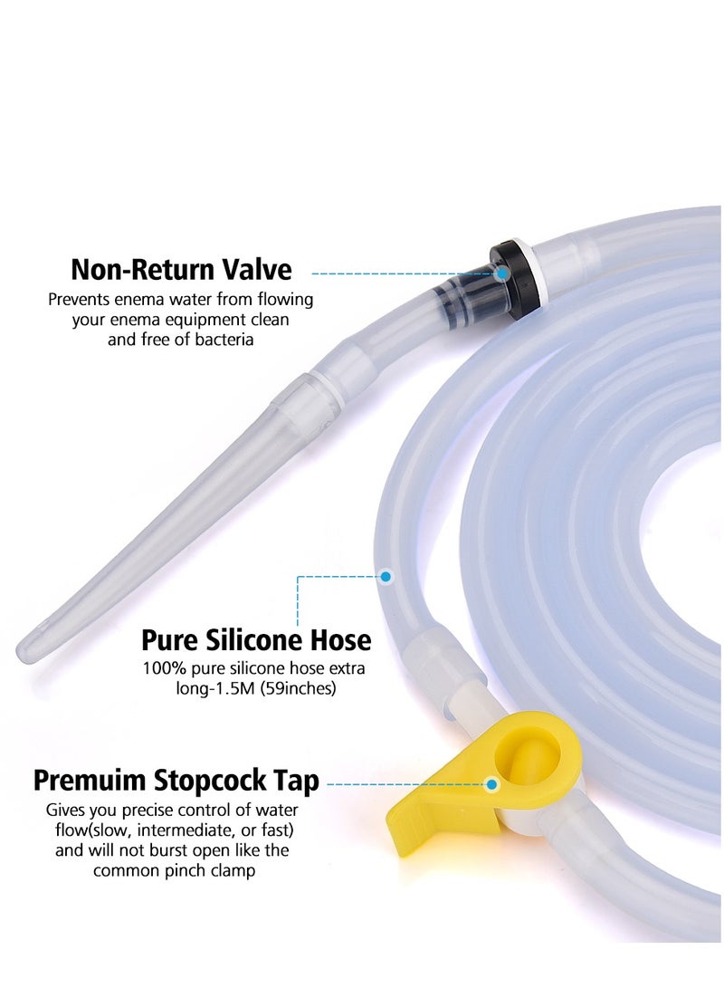 General Non-Toxic Silicone Enema Bag Kit,Reusable,2L,with 1.5m Long Hose 5 Replaceable Tips and Controlled Water Flow for Colon Detox Cleanse Douche for Women and Men  - Image 2
