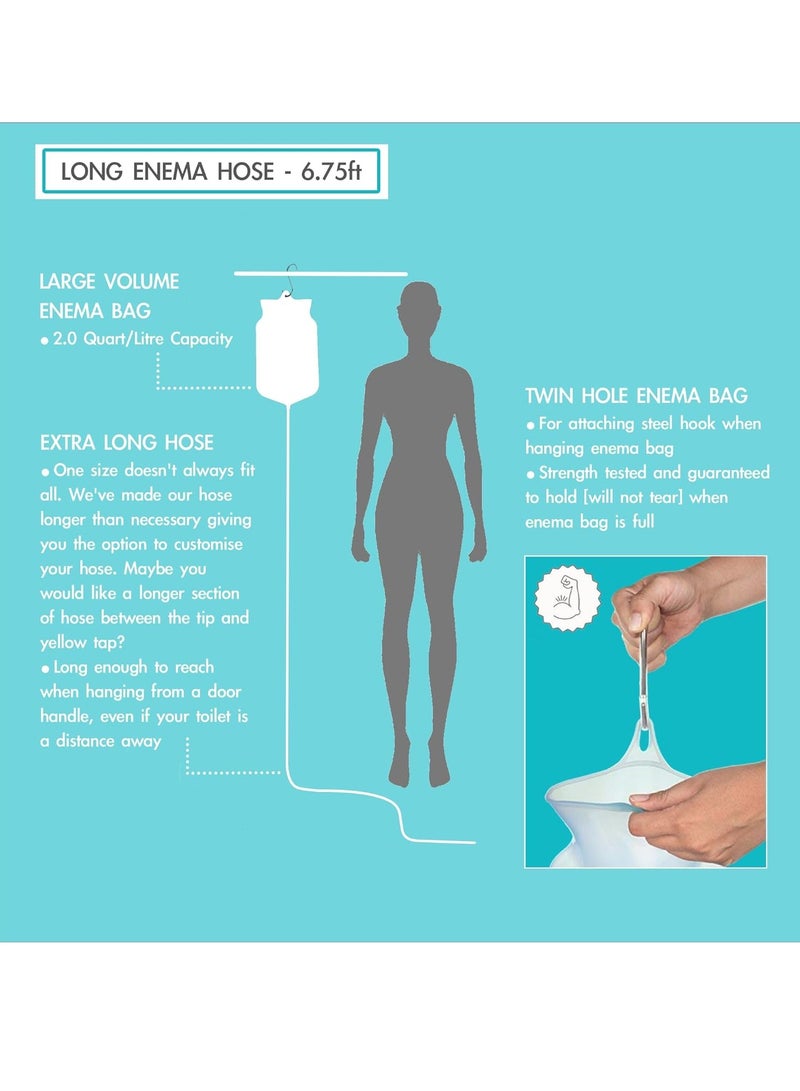 General Non-Toxic Silicone Enema Bag Kit,Reusable,2L,with 1.5m Long Hose 5 Replaceable Tips and Controlled Water Flow for Colon Detox Cleanse Douche for Women and Men  - Image 4