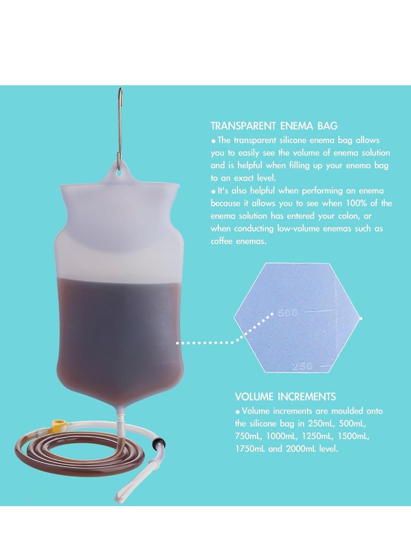 General Non-Toxic Silicone Enema Bag Kit,Reusable,2L,with 1.5m Long Hose 5 Replaceable Tips and Controlled Water Flow for Colon Detox Cleanse Douche for Women and Men  - Image 5