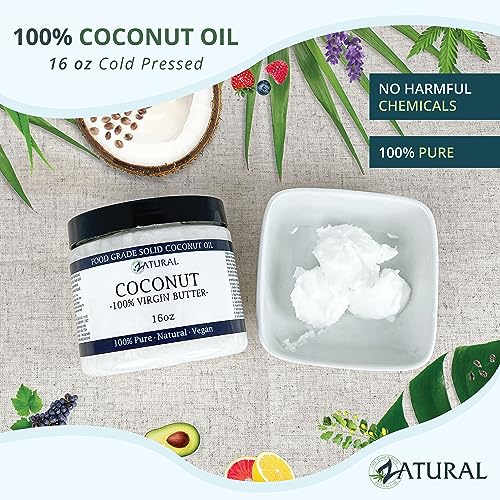 Zatural Coconut Oil, 100% Virgin Organic Extra Virgin Unrefined, Cold Pressed (16 Ounce) - Image 3