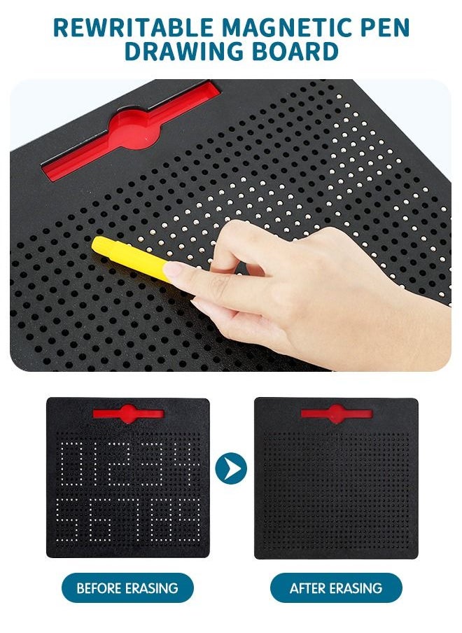 GROIC - Two-In-One Magnetic Drawing Board with Building Blocks, 380PCS Magnetic Bead and 110PCS Blocks, Educational Learning Pen Control Training Kids Drawing Board 2-in-1 Double Sided Learning Toy - Image 1