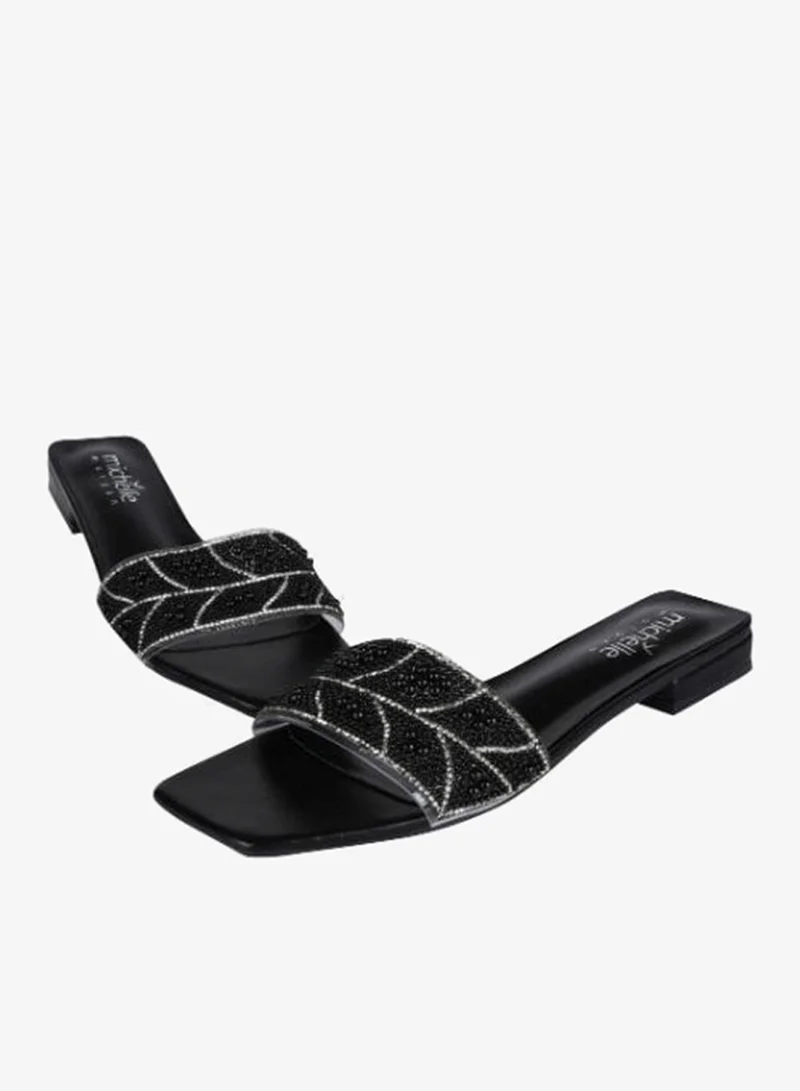 Michelle Morgan Michelle Morgan Ladies Low Flat Square 214JH231 Black