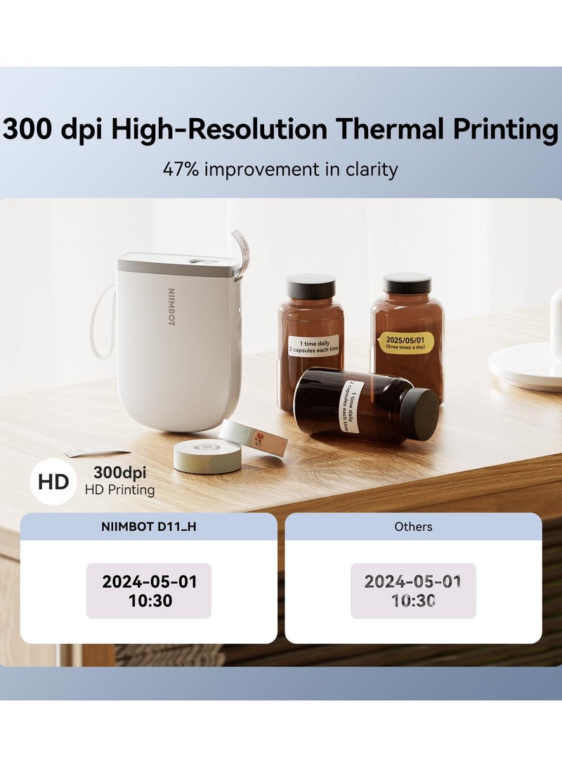 NIIMBOT D11 Label Maker Machine with Tape, 300DPI Bluetooth Mini Label Printer, Portable Thermal Printer, Sticker Maker for Home Office - Image 3