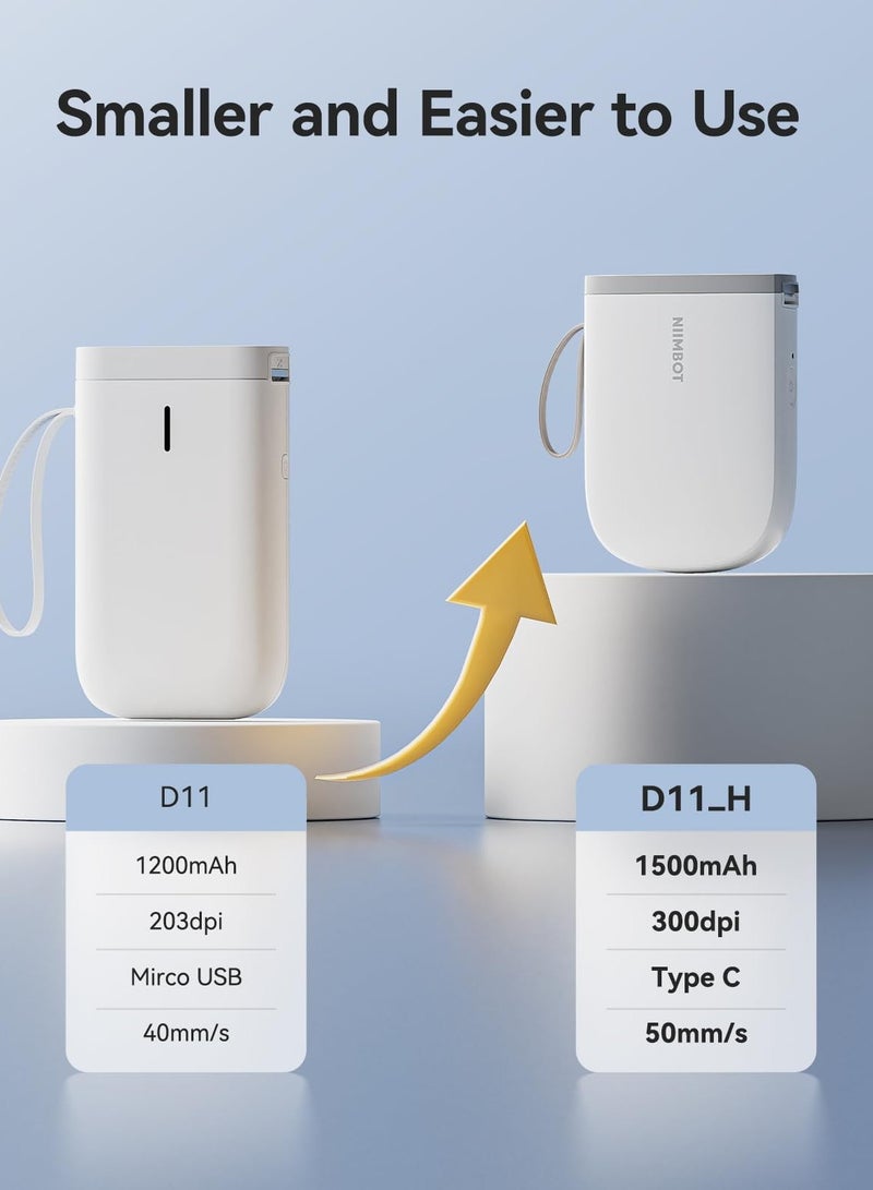 NIIMBOT D11 Label Maker Machine with Tape, 300DPI Bluetooth Mini Label Printer, Portable Thermal Printer, Sticker Maker for Home Office - Image 2
