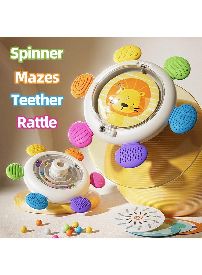 Jollybaby Jollybaby Sensory Suction Cup Spinning Top with Distorting Mirror Toys, 3-n-1 Early Educational Baby Toy for 12 Months+, Toddler Travel High Contrast Visual Stimulate Teether (Goup Z) - Image 2