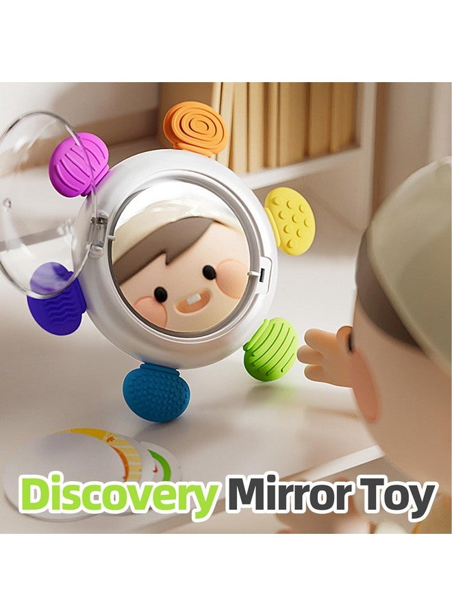 Jollybaby Jollybaby Sensory Suction Cup Spinning Top with Distorting Mirror Toys, 3-n-1 Early Educational Baby Toy for 12 Months+, Toddler Travel High Contrast Visual Stimulate Teether (Goup Z) - Image 5