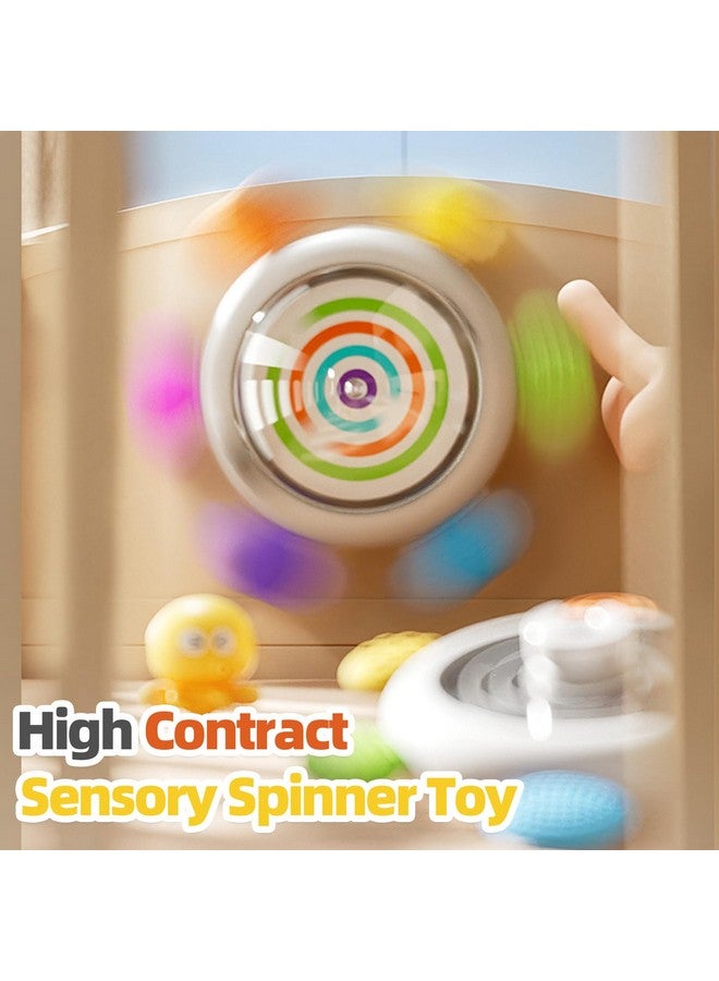 Jollybaby Jollybaby Sensory Suction Cup Spinning Top with Distorting Mirror Toys, 3-n-1 Early Educational Baby Toy for 12 Months+, Toddler Travel High Contrast Visual Stimulate Teether (Goup Z) - Image 3