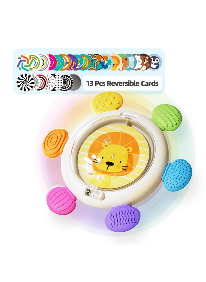 Jollybaby Jollybaby Sensory Suction Cup Spinning Top with Distorting Mirror Toys, 3-n-1 Early Educational Baby Toy for 12 Months+, Toddler Travel High Contrast Visual Stimulate Teether (Goup Z) - Image 1