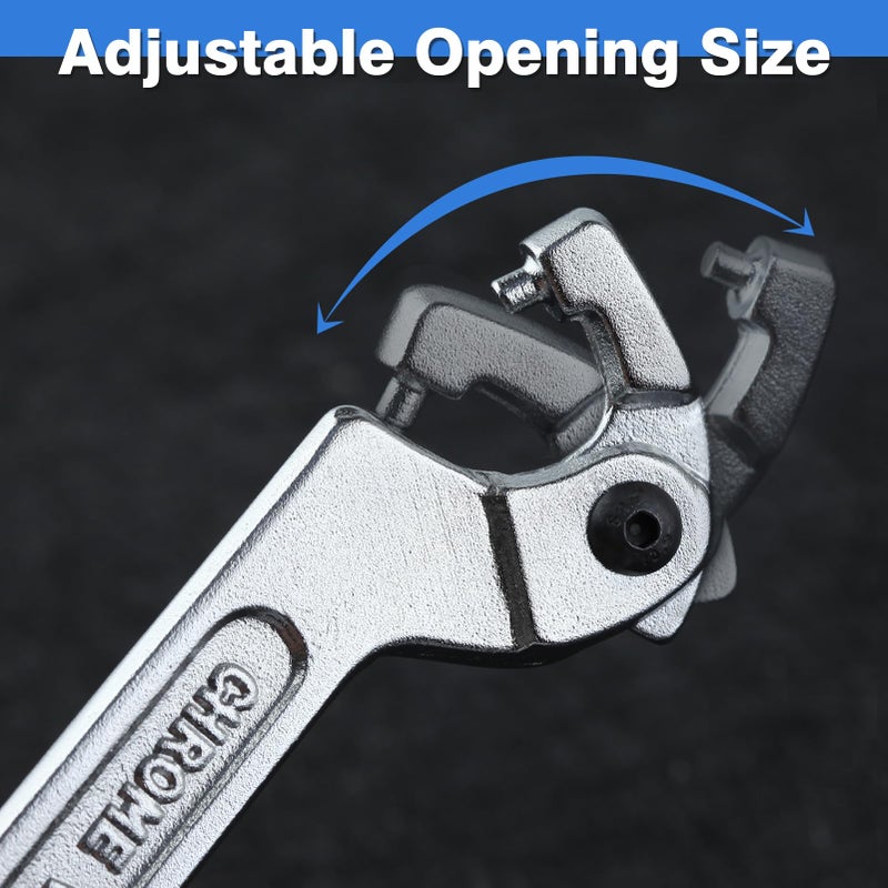 LEONTOOL Adjustable C Spanner Hook Wrench Tool Adjustable Pin Spanner Wrench Tool for Mechanical Equipments Vehicles Tighten Lock Nuts & Bearings, Round Head, 3/4-2"(19-51mm), Chrome-Vanadium Steel - Image 3
