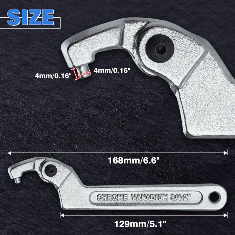 LEONTOOL Adjustable C Spanner Hook Wrench Tool Adjustable Pin Spanner Wrench Tool for Mechanical Equipments Vehicles Tighten Lock Nuts & Bearings, Round Head, 3/4-2"(19-51mm), Chrome-Vanadium Steel - Image 5
