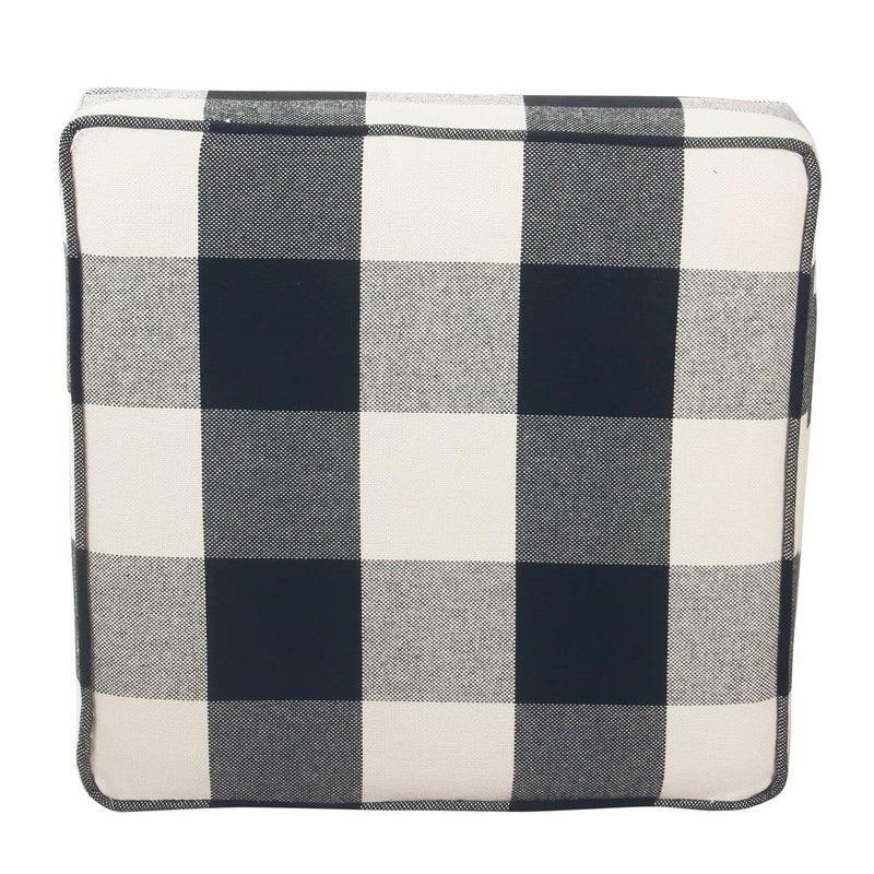 HomePop Home Decor | K7342-F2262| Classic Square Storage Ottoman with Lift Off Lid | Ottoman with Storage for Living Room & Bedroom, Black Plaid Large - Image 3