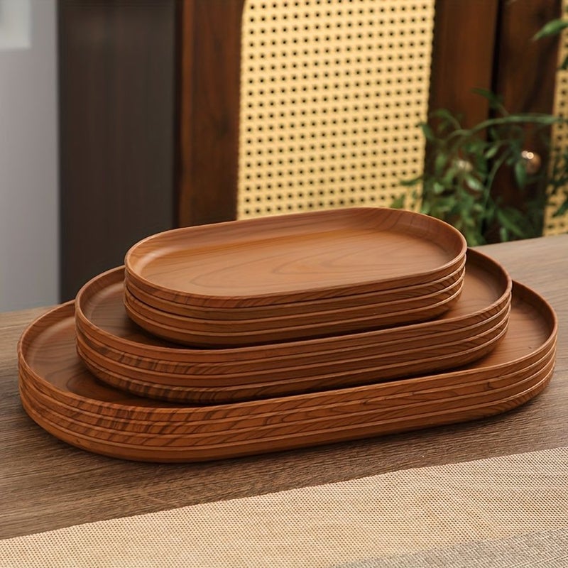 Wood Grain Finish Large Medium Small Stackable Trays Set for Bathroom Jewelry Breakfast and Coffee Storage - Image 5