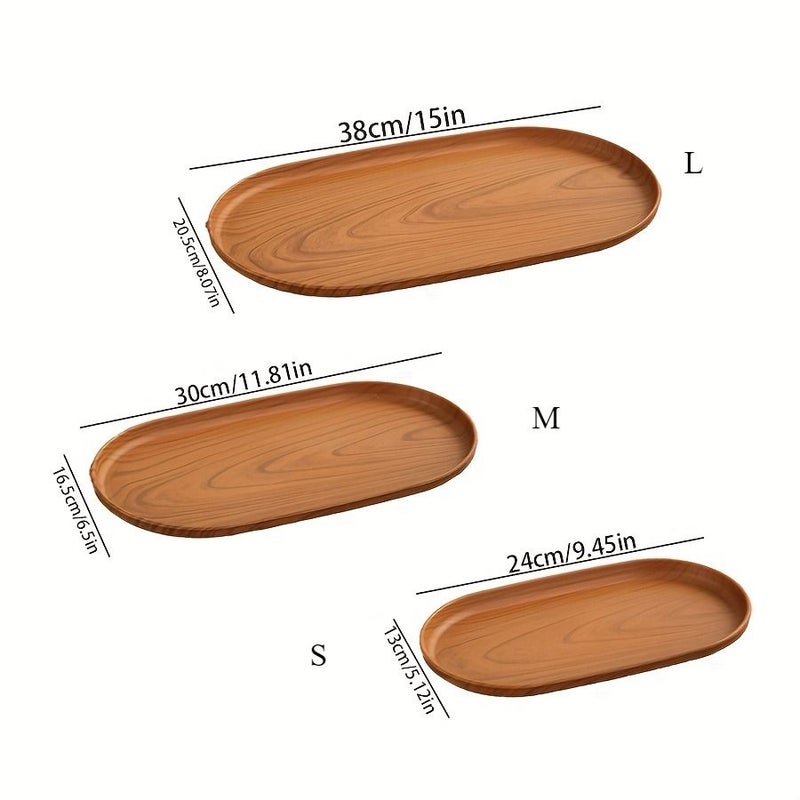 Wood Grain Finish Large Medium Small Stackable Trays Set for Bathroom Jewelry Breakfast and Coffee Storage - Image 4