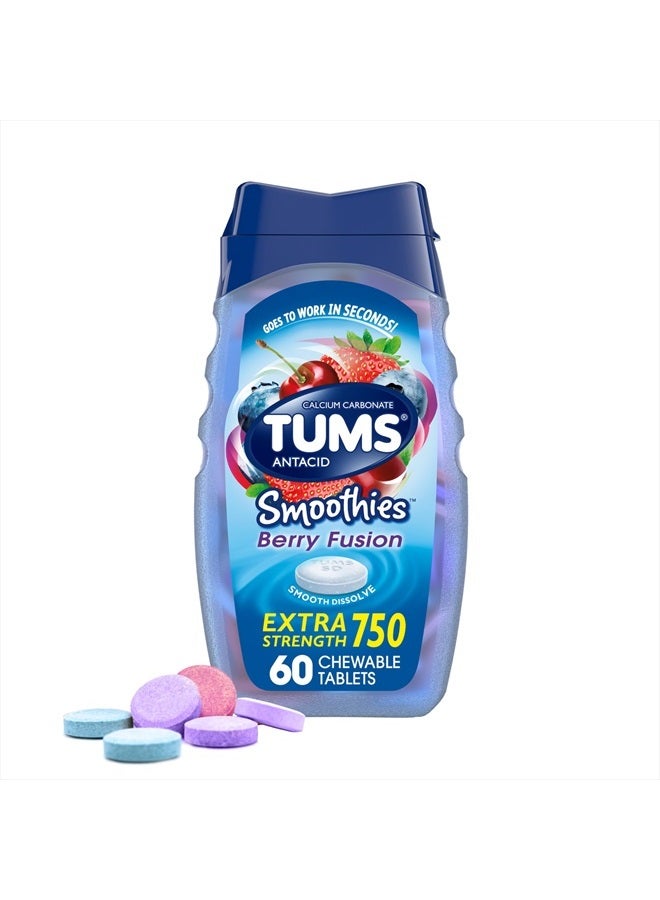 TUMS Antacid Smoothies Berry Fusion Tablets 60 Count - Image 1