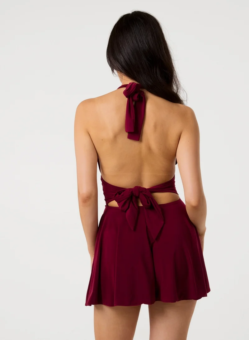 Pink Vanilla Slinky Halter Mini Dress