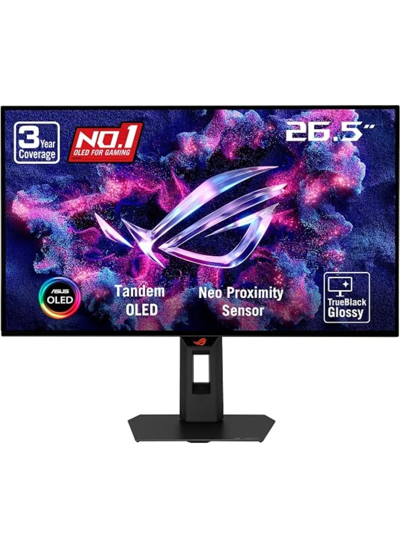 ASUS 27 inch ROG Strix OLED QHD Gaming Monitor – 280Hz, 0.03ms GTG, HDR True Black 500, 10-bit 99.5% DCI-P3, G-SYNC/FreeSync, DisplayPort 1.4, HDMI 2.1, ELMB, OLED Care Pro, XG27AQWMG | 90LM0BZ0-B01171 Black Black - Image 1