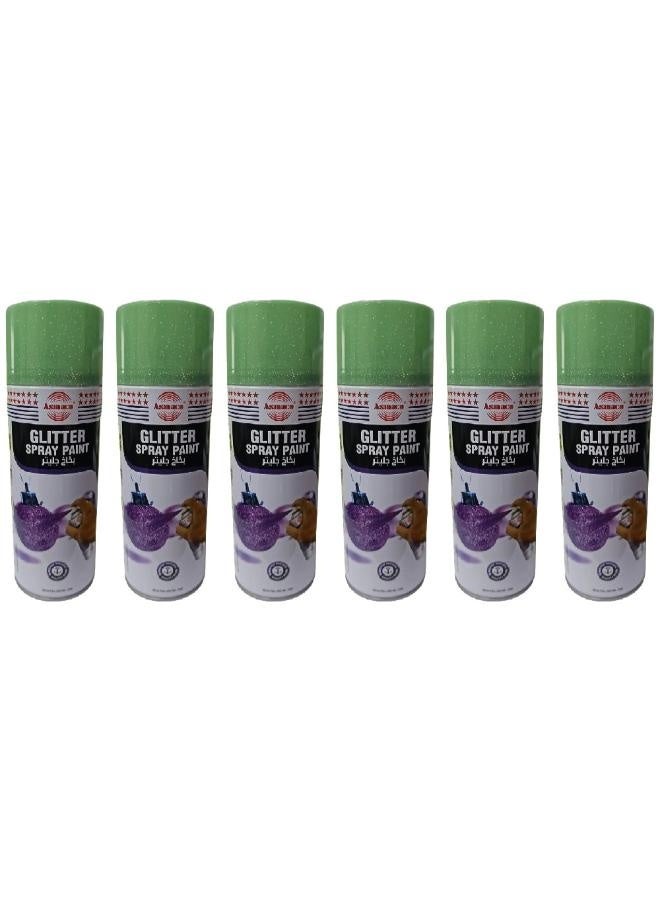 Asmaco Glitter Spray Paint - Dark Green - 400 Ml - Set of 06