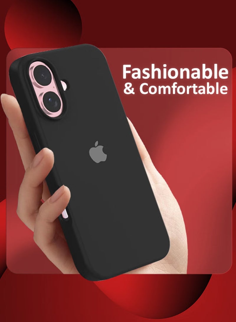 PROMASS iPhone 16 Silicone Case, Slim Silicone Case, Full Covered Anti Scratch Shockproof Protective Cover Black - Image 2