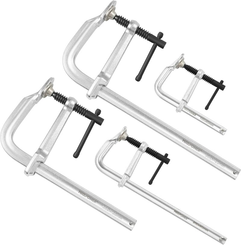Max Power Light Duty F Clamps for Welding 4" 8" 8" 12", Pack of 4 - Image 1