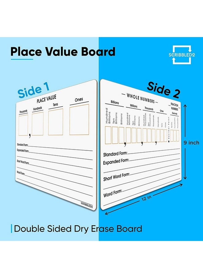 Scribbledo 2 Pack Place Value Board 9 X 12 Double Sided Dry Erase Boards For Kids For Teaching Place Values From Billions To Decimal Numbers Math Manipulative Lapboard For Home School And Classroom  - Image 4