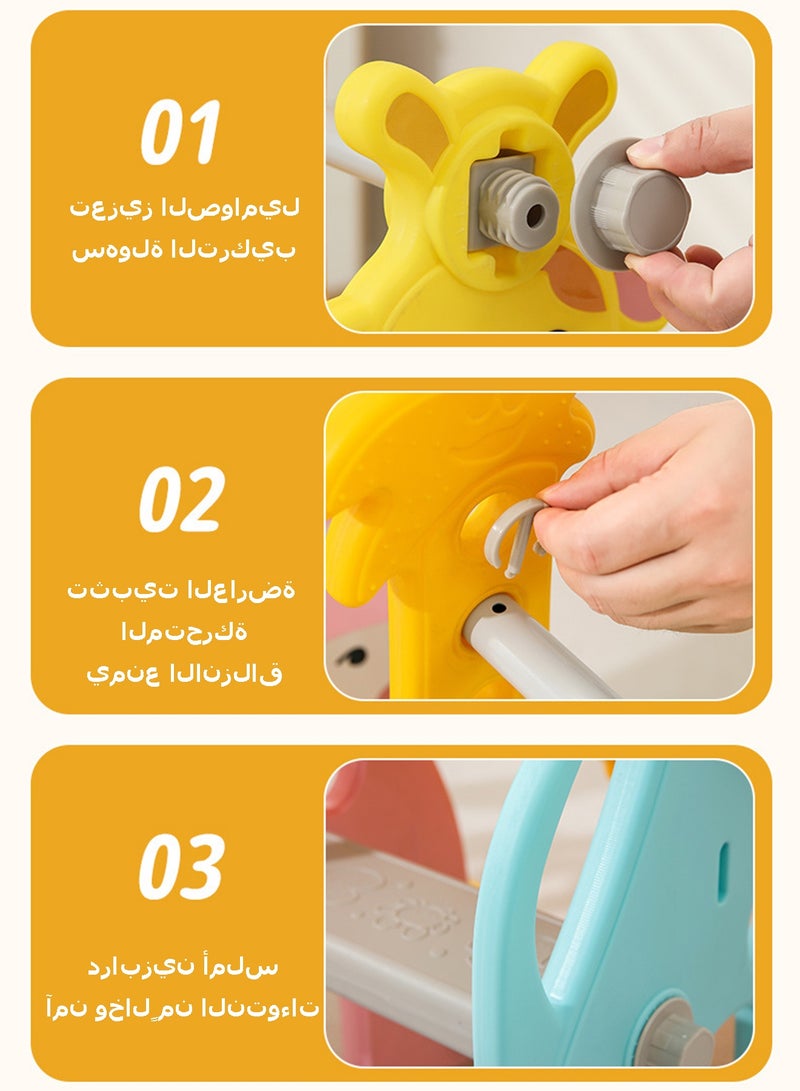 WEMART Kids Swing and Slide Set, 3-in-1 Indoor Outdoor Toddler Slide Playground with Basketball Hoop, Climber Playset for Baby Kids Children, Large Size 172×140×115cm - Image 5