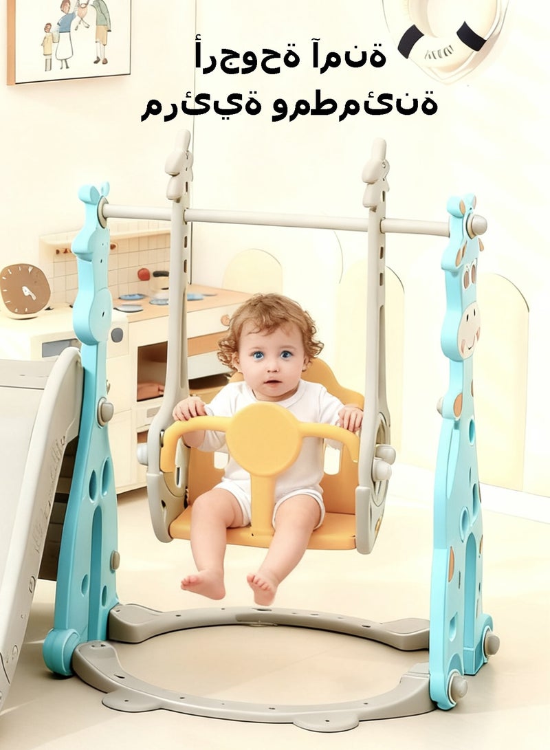 WEMART Kids Swing and Slide Set, 3-in-1 Indoor Outdoor Toddler Slide Playground with Basketball Hoop, Climber Playset for Baby Kids Children, Large Size 172×140×115cm - Image 4