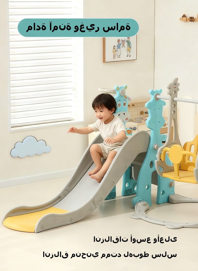 WEMART Kids Swing and Slide Set, 3-in-1 Indoor Outdoor Toddler Slide Playground with Basketball Hoop, Climber Playset for Baby Kids Children, Large Size 172×140×115cm - Image 2