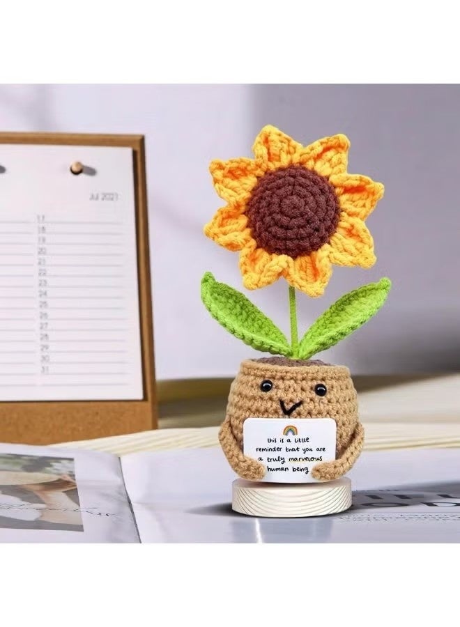 Positive Sunflower Doll Crochet with Card, This is A Little Reminder - Appreciation Gift for Coworker, Best Friend, Teacher, Sister, Mom - Birthday, Thank You Gift for Women, Men - Image 4