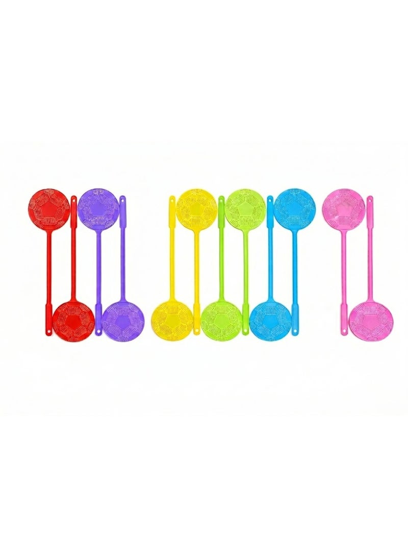 Flexible Plastic Manual Fly Swatter Pest Control with Long Handle and Soccer Ball Design - Multicolor - Image 1