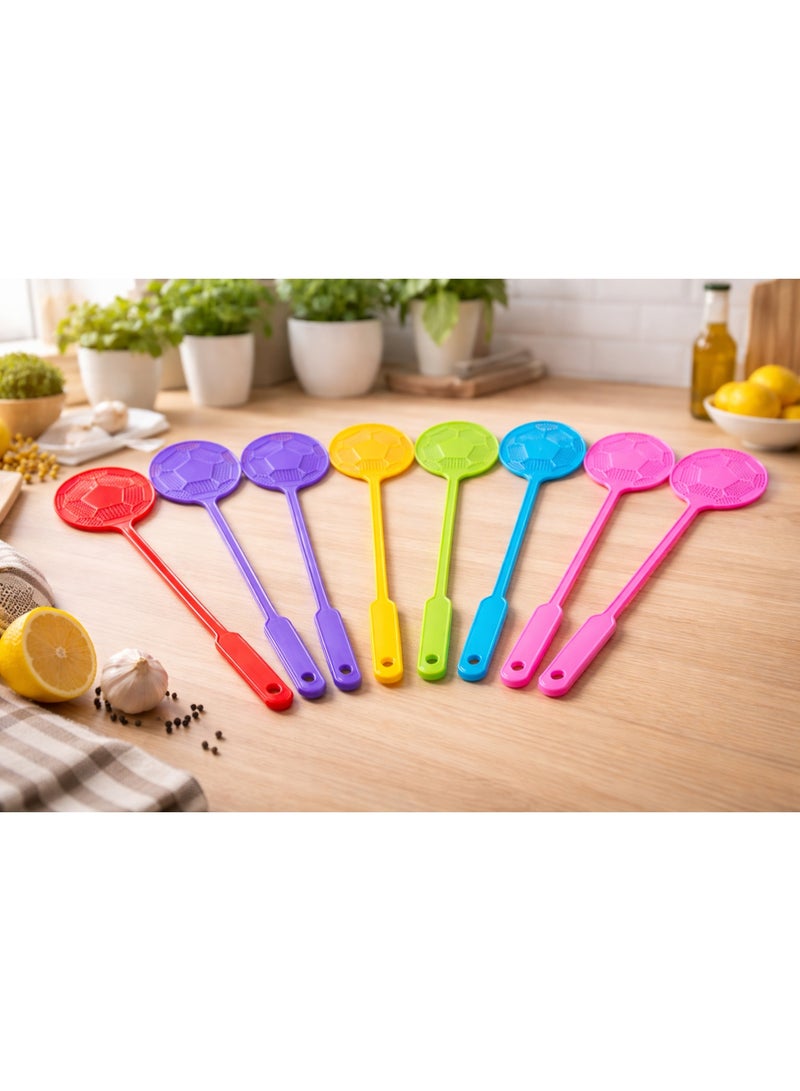 Flexible Plastic Manual Fly Swatter Pest Control with Long Handle and Soccer Ball Design - Multicolor - Image 3