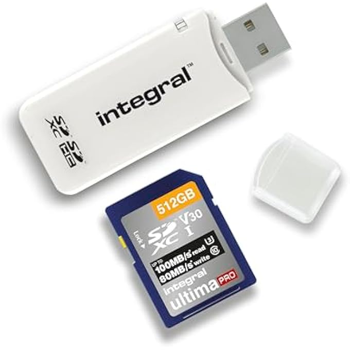 Integral SD CARD READER USB2.0 FOR SD, SDHC, SDXC MEMORY CARDS, USB 2.0 MEMORY CARD ADAPTER, WHITE - Image 1