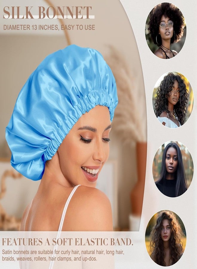 Vitalogy Satin Bonnet for Women - Double Layered Silk Sleep Cap for Curly Natural Long Hair with Elastic Band | Slouchy Night Beanie Hair Bonnet for Sleeping (Lake Blue) - Image 2