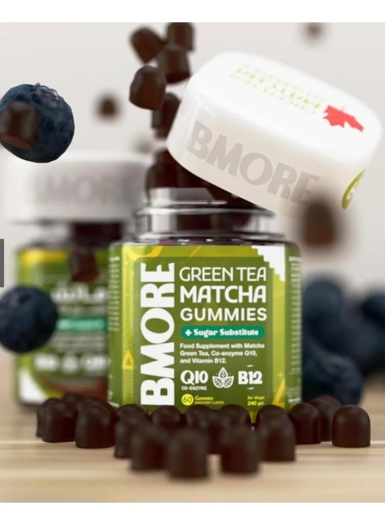 BMORE B-More Matcha & Green Tea Vitamins with Berry Flavor for Daily Focus Support, 60 Gummies - Image 1