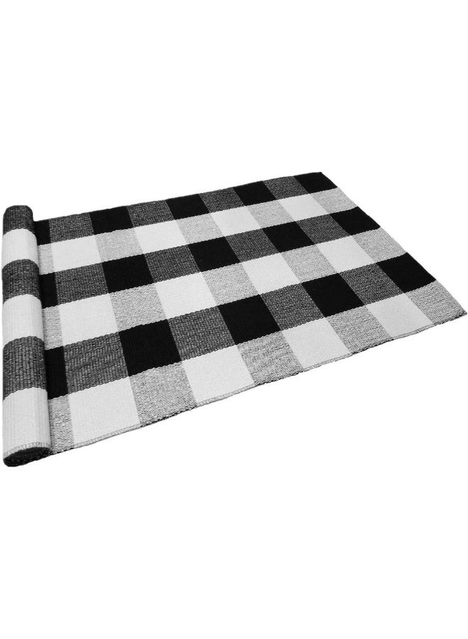 LEVINIS Black and White Doormat Farmhouse Durable and Washable Cotton Farmhouse Layered Doormats Outdoor Buffalo Plaid Rugs for PorchKitchenEntry WayLaundry RoomBathroom 512x236 - Image 4