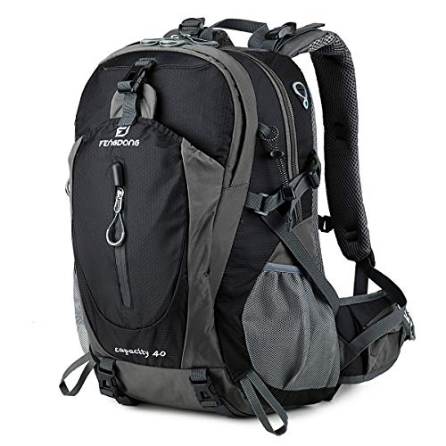 FENGDONG 40L Waterproof Lightweight Outdoor Daypack Hiking,Camping,Travel Backpack for Men Women Black - Image 1