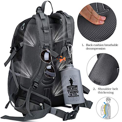 FENGDONG 40L Waterproof Lightweight Outdoor Daypack Hiking,Camping,Travel Backpack for Men Women Black - Image 4