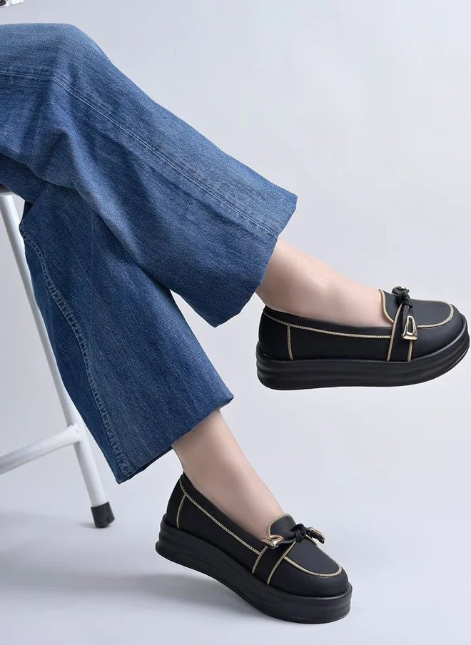 Shoetopia Shoetopia Women Loafers with Chunky Sole and Bows