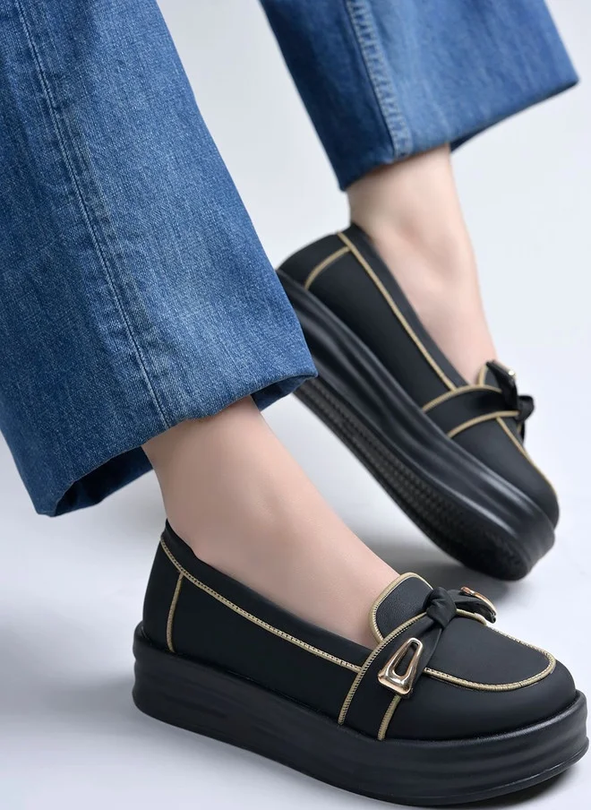 Shoetopia Shoetopia Women Loafers with Chunky Sole and Bows