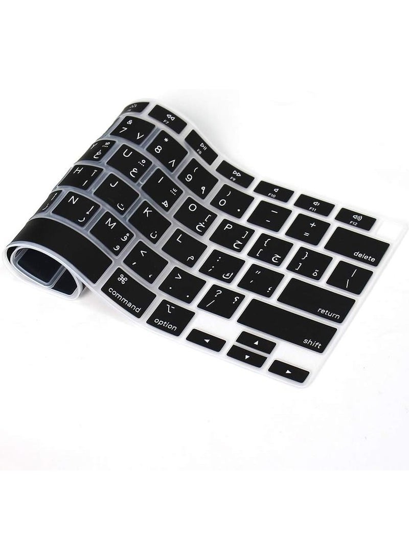 ProElife Arabic Language Ultra Thin Silicone Keyboard Cover for 2021 2020 MacBook Air 13 Inch A2179 and A2337 Apple M1 Chip (US Layout) with Touch ID Keyboard Accessories Protective Skin (Black) - Image 4