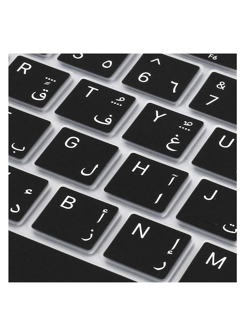 ProElife Arabic Language Ultra Thin Silicone Keyboard Cover for 2021 2020 MacBook Air 13 Inch A2179 and A2337 Apple M1 Chip (US Layout) with Touch ID Keyboard Accessories Protective Skin (Black) - Image 5