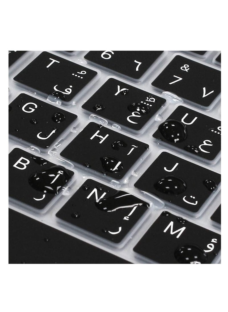 ProElife Arabic Language Ultra Thin Silicone Keyboard Cover for 2021 2020 MacBook Air 13 Inch A2179 and A2337 Apple M1 Chip (US Layout) with Touch ID Keyboard Accessories Protective Skin (Black) - Image 3