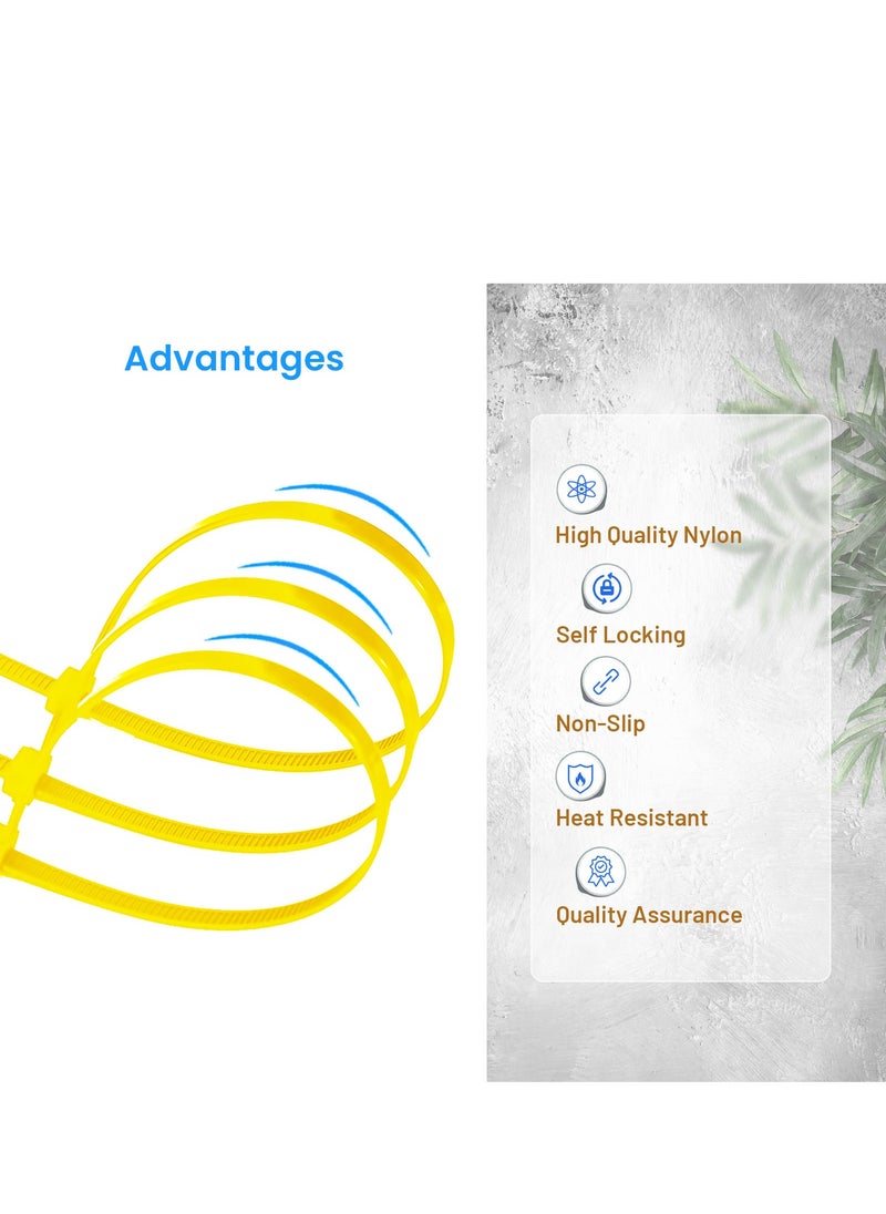 Hi Care Yellow Cable Ties, 300mm (100-Pack) - UV & Heat Resistant for Reliable Cable Management  - Image 5