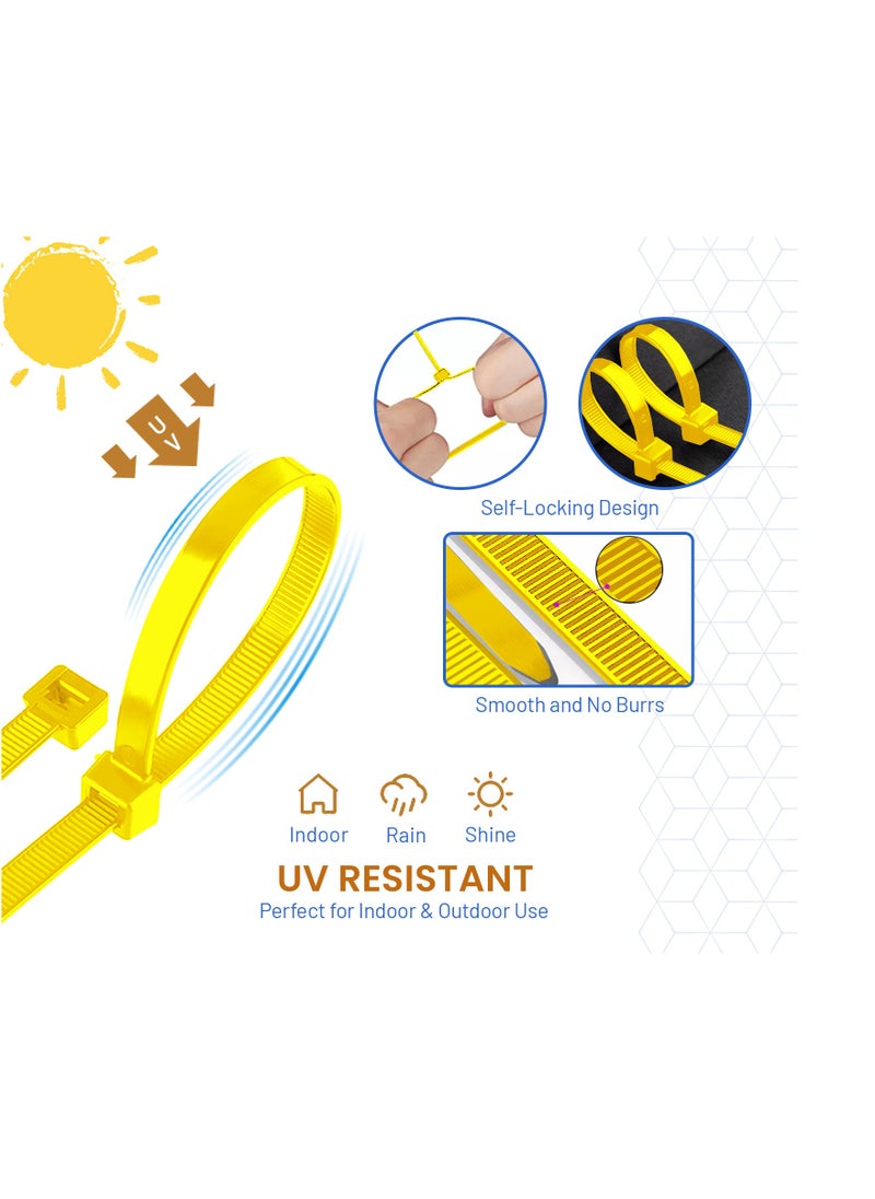 Hi Care Yellow Cable Ties, 300mm (100-Pack) - UV & Heat Resistant for Reliable Cable Management  - Image 4