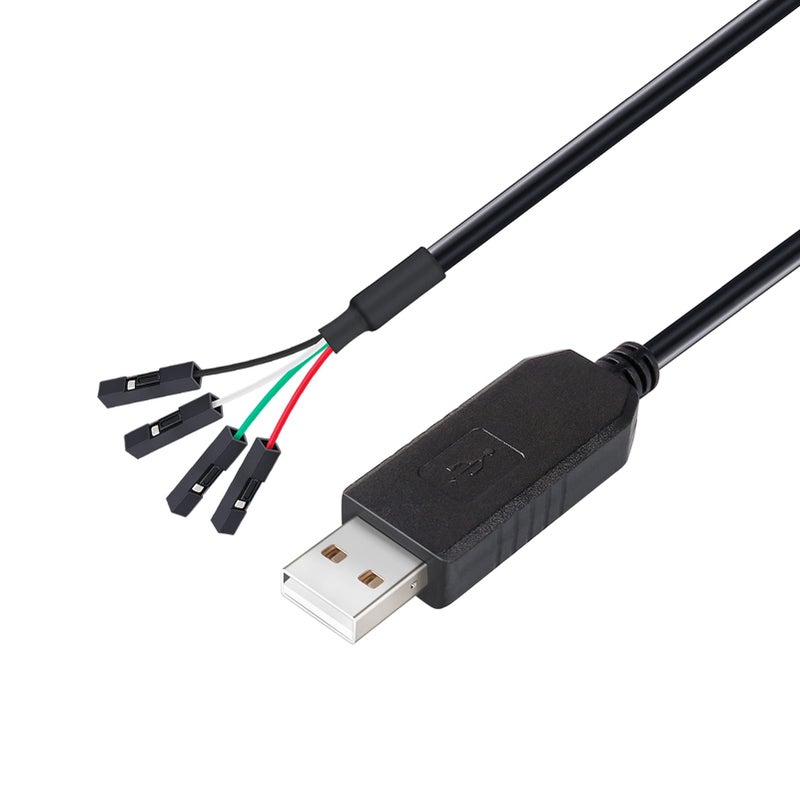 DTech USB to TTL Serial Adapter 3.3V Debug Cable TX RX Signal 4 Pin Female Socket PL2303 Prolific Chip Windows 10 8 7 XP Vista (3ft, Black) - Image 1