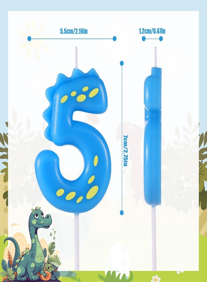 lasuroa Birthday Number Candles, 5.51 Inch Cute Dinosaur Number Candle Happy Birthday Cake Toppers Decorations for Boys Girls Kids Adults Dino Theme Party Anniversary Celebration Supplies (Number 5) - Image 2