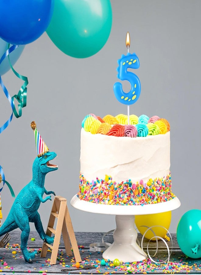 lasuroa Birthday Number Candles, 5.51 Inch Cute Dinosaur Number Candle Happy Birthday Cake Toppers Decorations for Boys Girls Kids Adults Dino Theme Party Anniversary Celebration Supplies (Number 5) - Image 5