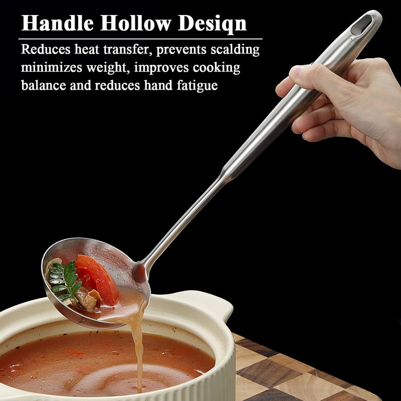 ReaNea Stainless Steel Soup Ladle â€“ Extra-Deep Large-Capacity Ladle with Long Hollow Handle, Dishwasher Safe, Easy to Clean â€“ Ideal for Soup, Stew, Broth & Sauce - Image 4