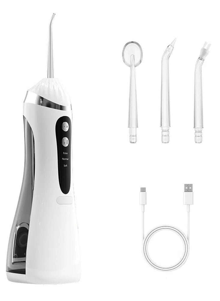 Digi Core جهاز تنظيف الأسنان بالماء، جهاز ري فموي محمول، 200 مل، منظف أسنان لاسلكي قابل لإعادة الشحن مع 3 أوضاع تنظيف و4 فوهات قابلة للاستبدال، تصميم مقاوم للماء، سهل التركيب، نفث عالي الضغط لتنظيف الأسنان واللثة بفعالية، أبيض - Image 1