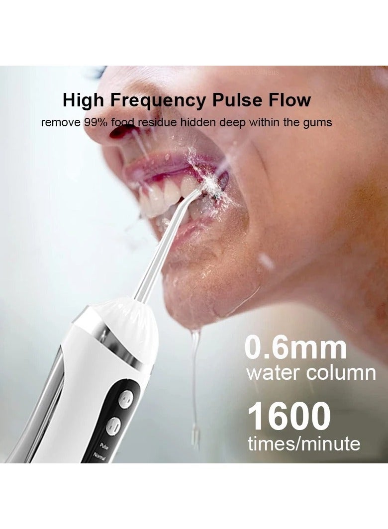 Digi Core جهاز تنظيف الأسنان بالماء، جهاز ري فموي محمول، 200 مل، منظف أسنان لاسلكي قابل لإعادة الشحن مع 3 أوضاع تنظيف و4 فوهات قابلة للاستبدال، تصميم مقاوم للماء، سهل التركيب، نفث عالي الضغط لتنظيف الأسنان واللثة بفعالية، أبيض - Image 4