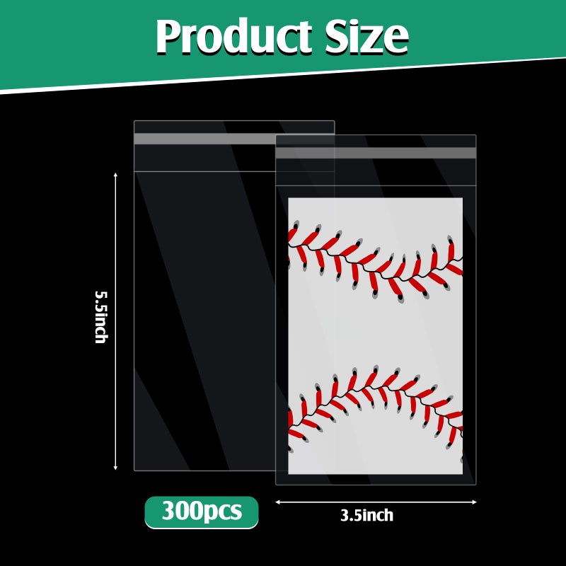 Lewtemi 300 Pcs Graded Card Sleeves Resealable Team Bags for Trading Cards Baseball Sports Slabs Holders Plastic Collectible Slabs Protection,3.5" x 5.5" - Image 2